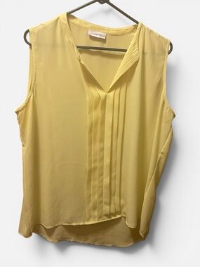 Calvin Klein Yellow Pintuck Sleeveless Camisole